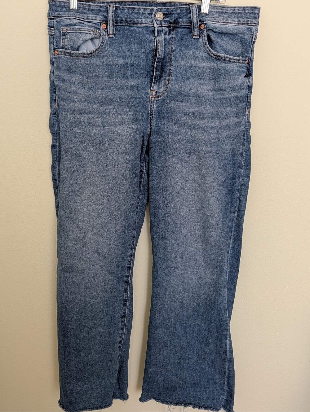 American Eagle High Rise Kick Boot Crop Jeans Women’s 12 Raw Hem Next Level